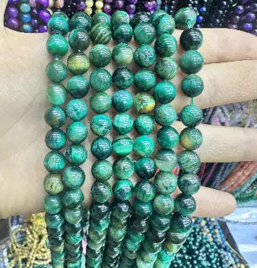 Natural Gemstone Beads Necklace - Handmade Natural Stone Jewelry,green tiger eye, Size 6mm/50cm, NO.17 ABC Jewelries